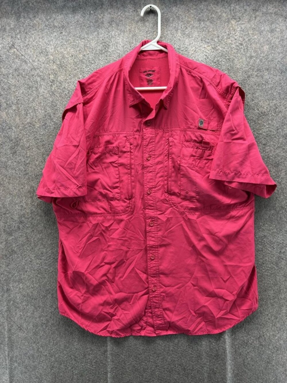 Reel Legends Shirt Mens XL Pink Short Sleeve Fishing Button Up Vented Outdoor